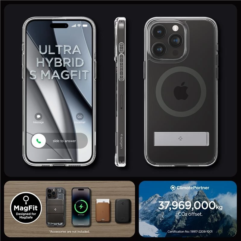 Spigen Ultra Hybrid S MagFit - Διάφανη Θήκη MagSafe - Apple iPhone 15 Pro Max - Graphite (ACS06584)