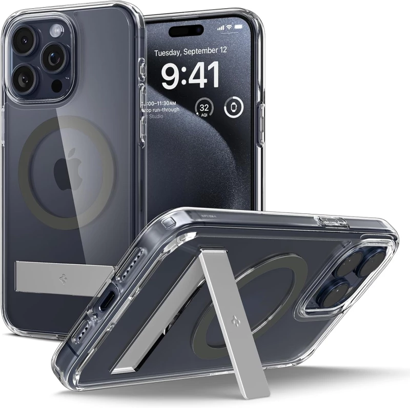 Spigen Ultra Hybrid S MagFit - Διάφανη Θήκη MagSafe - Apple iPhone 15 Pro Max - Graphite (ACS06584)