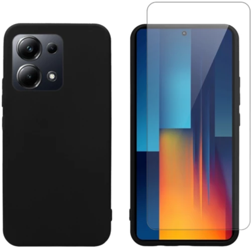 Σετ Θήκη Σιλικόνης & Tempered Glass - Xiaomi Redmi Note 13 Pro 4G / Poco M6 Pro 4G - Vivid Set - Transparent / Black (VIMAT359BKGLASSTN)
