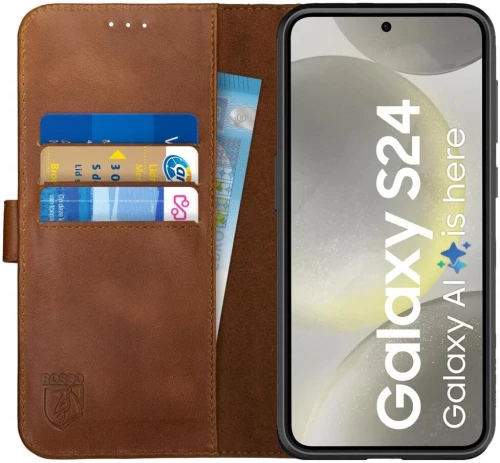 Δερμάτινη Θήκη Πορτοφόλι - Samsung Galaxy S24 - Rosso Deluxe - Brown (8719246427077)