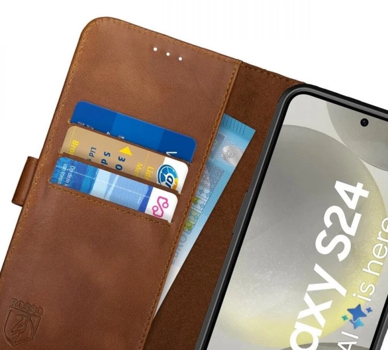 Δερμάτινη Θήκη Πορτοφόλι - Samsung Galaxy S24 - Rosso Deluxe - Brown (8719246427077)
