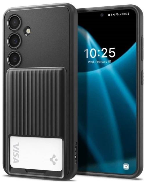 Ανθεκτική Θήκη Σιλικόνης με Υποδοχή για Κάρτα - Samsung Galaxy S24 - Spigen Liquid Slot - Matte Black (ACS07360)