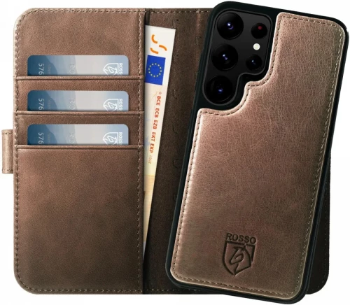 Rosso Elite - MagSafe Δερμάτινη Θήκη / Πορτοφόλι - Samsung Galaxy S23 Ultra - Brown (8719246441974)