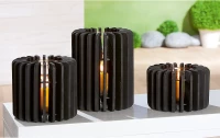 Κηροπήγιο ArteLibre Φυσικό/Διάφανο Ξύλο/Γυαλί 25cm
