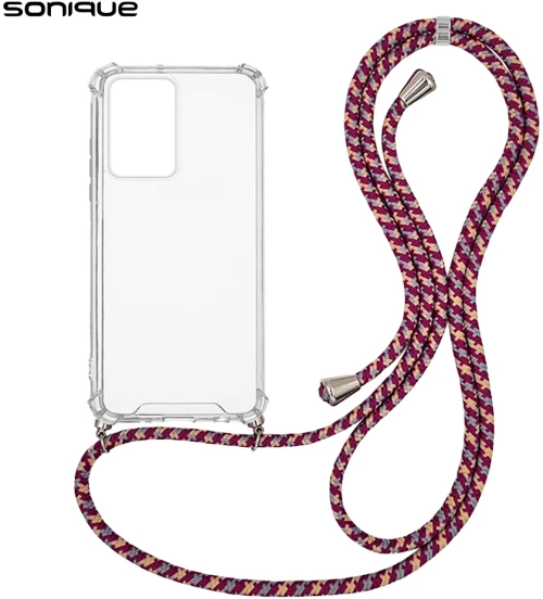 Θήκη Σιλικόνης με Κορδόνι Sonique Armor Clear Xiaomi Poco F5 Pro 5G Rainbow Μπορντό - Sonique - Rainbow Μπορντό - Poco F5 Pro 5G - Θήκες Πλάτης