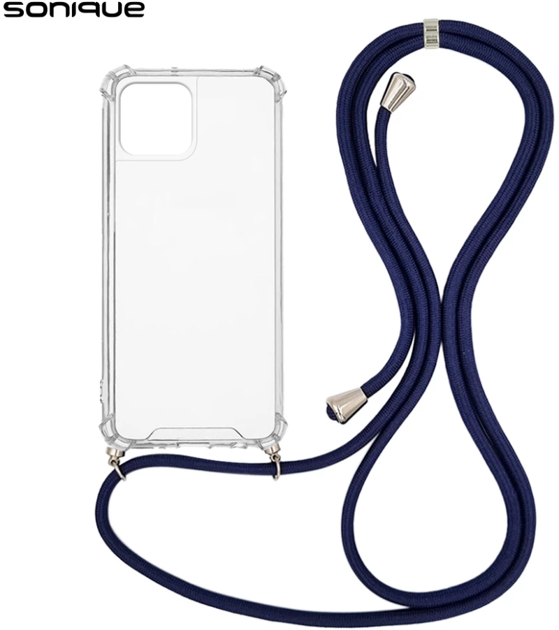 Θήκη Σιλικόνης με Κορδόνι Sonique Armor Clear Apple iPhone 15 Μπλε Σκούρο - Sonique - Μπλε Σκούρο - iPhone 15 - Θήκες Πλάτης