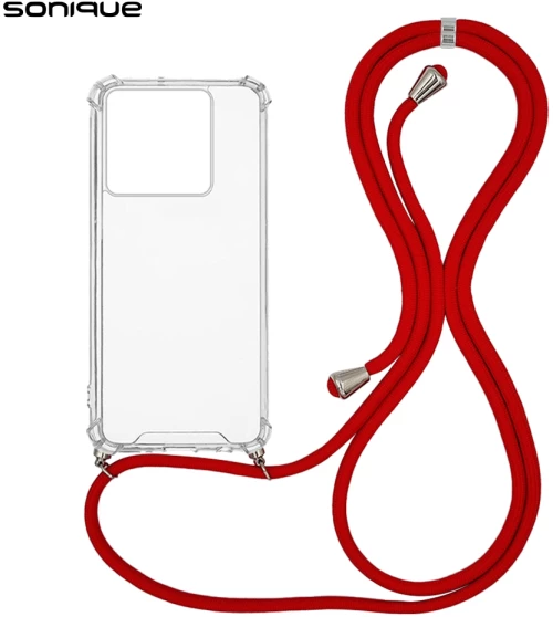 Θήκη Σιλικόνης με Κορδόνι Sonique Armor Clear Xiaomi Redmi Note 13 5G Κόκκινο - Sonique - Κόκκινο - Redmi Note 13 5G - Θήκες Πλάτης
