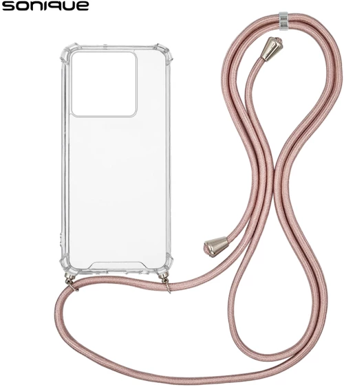Θήκη Σιλικόνης με Κορδόνι Sonique Armor Clear Xiaomi Redmi Note 13 5G Ροζ Χρυσό Σατινέ - Sonique - Ροζ Χρυσό Σατινέ - Redmi Note 13 5G - Θήκες Πλάτης