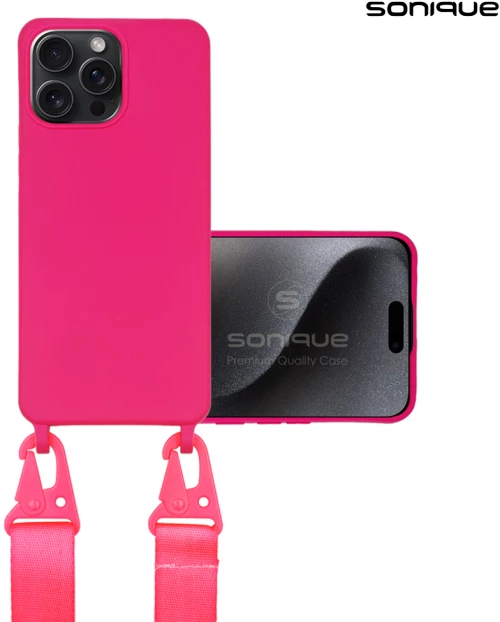 Θήκη Σιλικόνης με Strap CarryHang Sonique Apple iPhone 15 Pro Max Φουξ - Sonique - Φουξ - iPhone 15 Pro Max - Θήκες Πλάτης