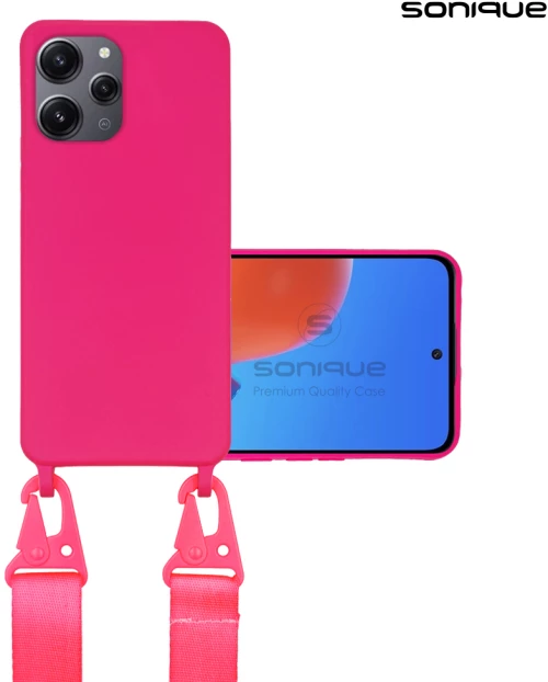 Θήκη Σιλικόνης με Strap CarryHang Sonique Xiaomi Redmi 12 4G / Redmi 12 5G Φουξ - Sonique - Φουξ - Redmi 12 4G, Redmi 12 5G - Θήκες Πλάτης