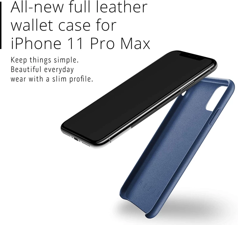 MUJJO Full Leather Wallet Case - Δερμάτινη Θήκη-Πορτοφόλι Apple iPhone 11 Pro Max - Blue (MUJJO-CL-004-BL)
