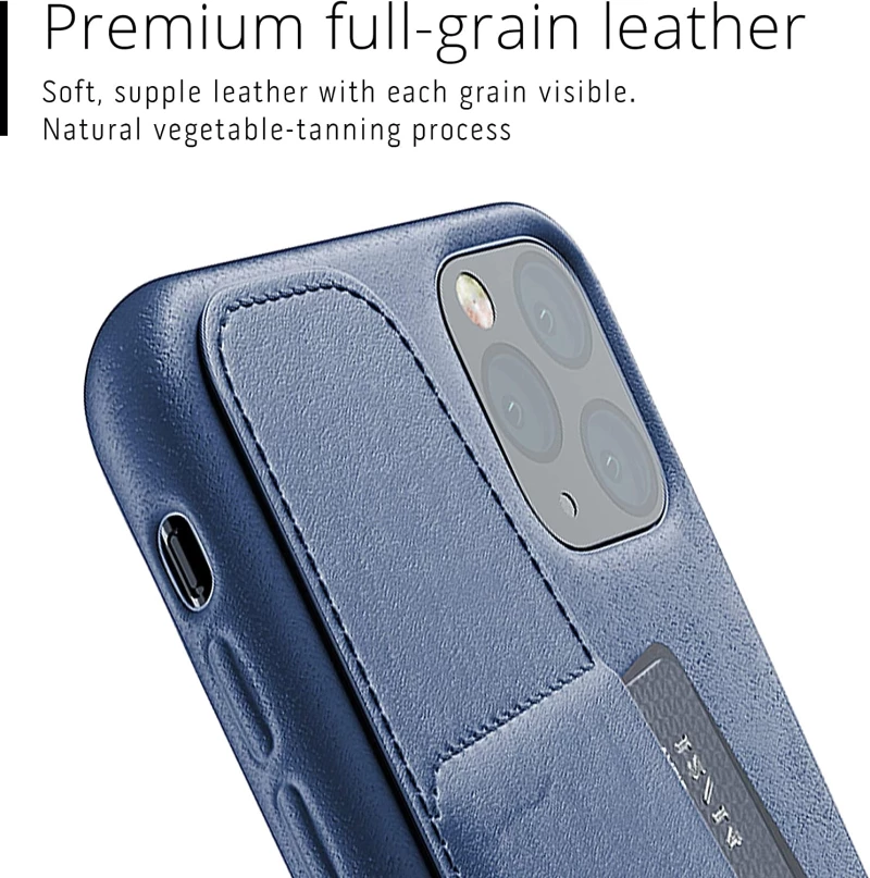 MUJJO Full Leather Wallet Case - Δερμάτινη Θήκη-Πορτοφόλι Apple iPhone 11 Pro Max - Blue (MUJJO-CL-004-BL)