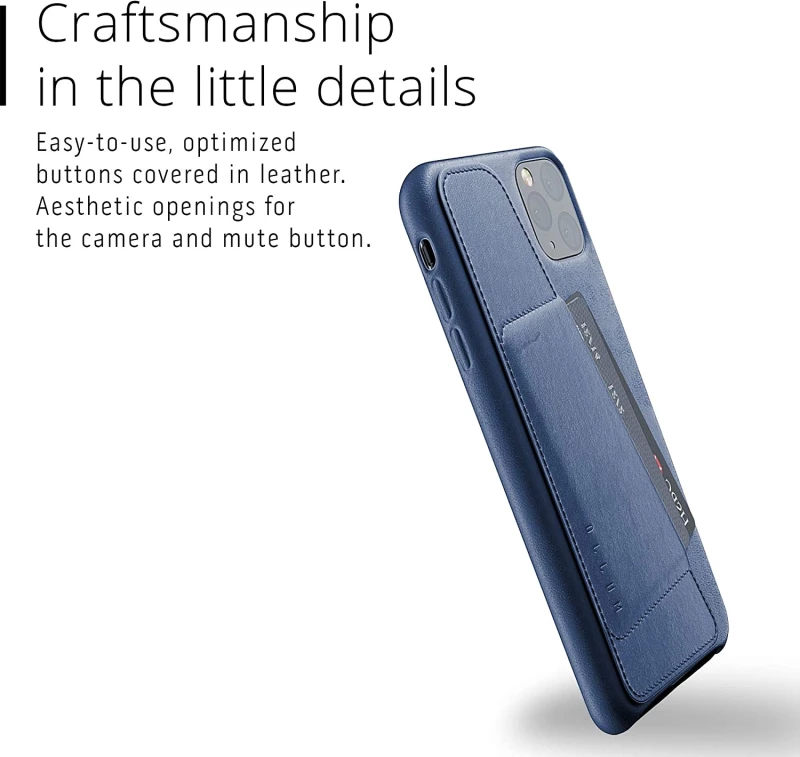 MUJJO Full Leather Wallet Case - Δερμάτινη Θήκη-Πορτοφόλι Apple iPhone 11 Pro Max - Blue (MUJJO-CL-004-BL)
