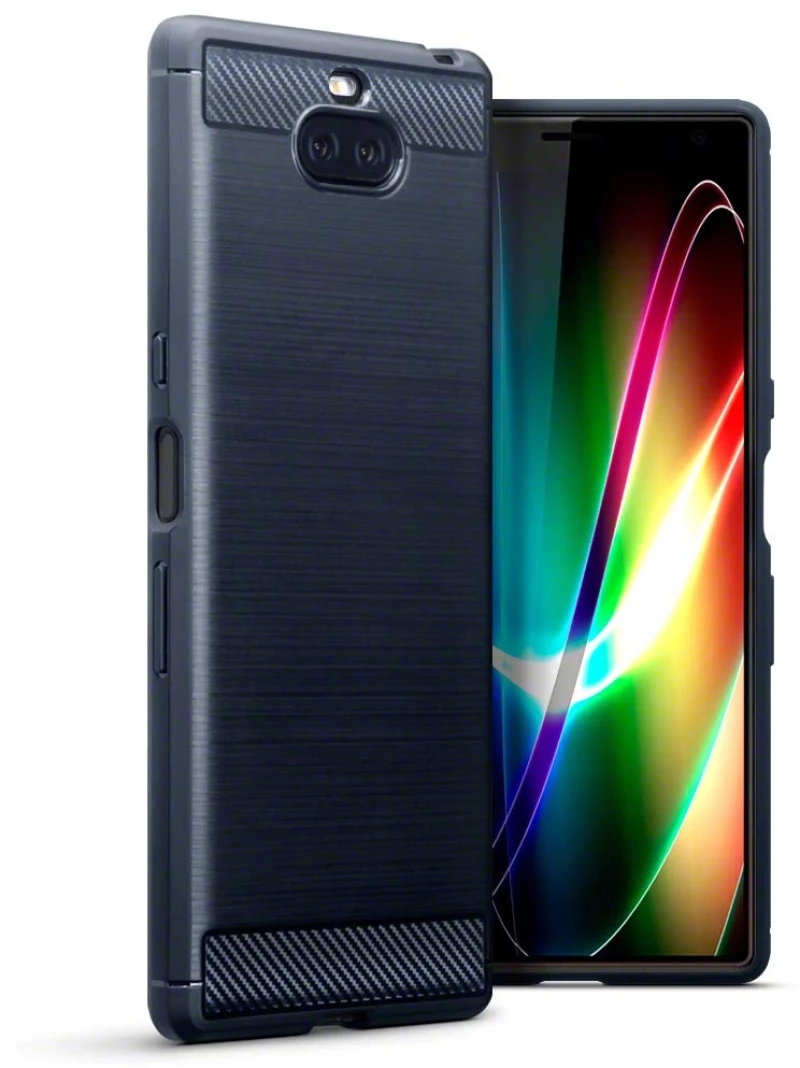 Terrapin Θήκη Σιλικόνης Carbon Fibre Design Sony Xperia 10 Plus - Blue (118-005-497)