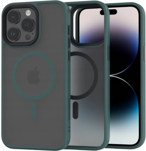 Spacecase Hybrid MagSafe - Σκληρή Ημιδιάφανη Θήκη MagSafe - Apple iPhone 14 Pro Max - Dark Green (5905719103071)