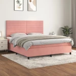 Κρεβάτι Boxspring με Στρώμα Ροζ 180x200 εκ. Βελούδινο Ροζ 3143102