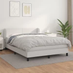 Κρεβάτι Boxspring με Στρώμα Λευκό 140x200εκ.από Συνθετικό Δέρμα Λευκό 3127194