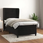 Κρεβάτι Boxspring με Στρώμα Μαύρο 90x200 εκ. Βελούδινο Μαύρο 3129251