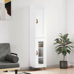 Ντουλάπι Γυαλ. Λευκό 34,5 x 34 x 180 εκ. από Επεξεργασμένο Ξύλο Λευκό 3200363