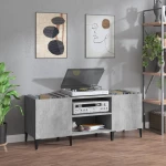 Δισκοθήκη Γκρι Σκυροδέματος 121x38x48 εκ. Επεξεργασμένο Ξύλο Γκρι 831937