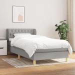 Κρεβάτι Boxspring με Στρώμα Ανοιχτό Γκρι 100x200 εκ. Υφασμάτινο Γκρι 3127021