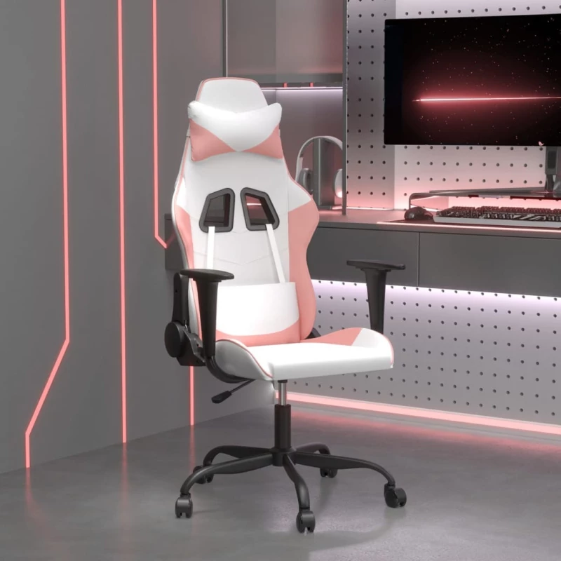 Καρέκλα Gaming Λευκό και Ροζ από Συνθετικό Δέρμα Λευκό 3143650