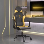 Καρέκλα Gaming Μαύρο/Χρυσό από Συνθετικό Δέρμα Μαύρο 3143643