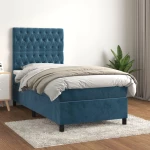Κρεβάτι Boxspring με Στρώμα Σκούρο Μπλε 90x200 εκ. Βελούδινο Μπλε 3143185