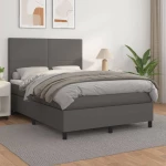 Κρεβάτι Boxspring με Στρώμα Γκρι 140x190εκ. από Συνθετικό Δέρμα Γκρι 3142723