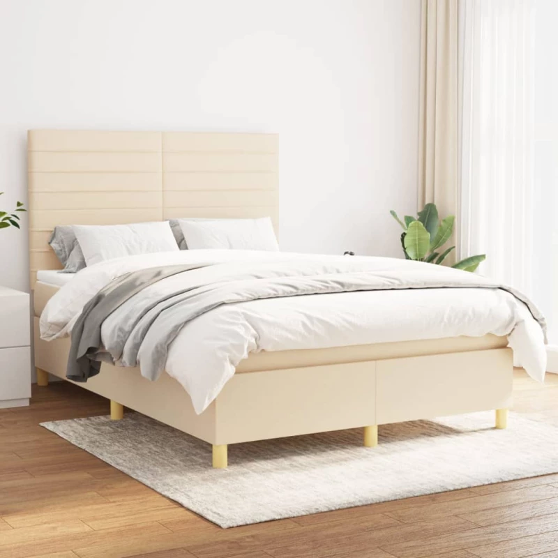 Κρεβάτι Boxspring με Στρώμα Κρεμ 140x200 εκ. Υφασμάτινο Κρεμ 3142422