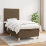 Κρεβάτι Boxspring με Στρώμα Σκούρο Καφέ 80x200 εκ. Υφασμάτινο Καφέ 3142292