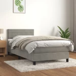 Κρεβάτι Boxspring με Στρώμα Ανοιχτό Γκρι 80x200 εκ. Βελούδινο Γκρι 3141329