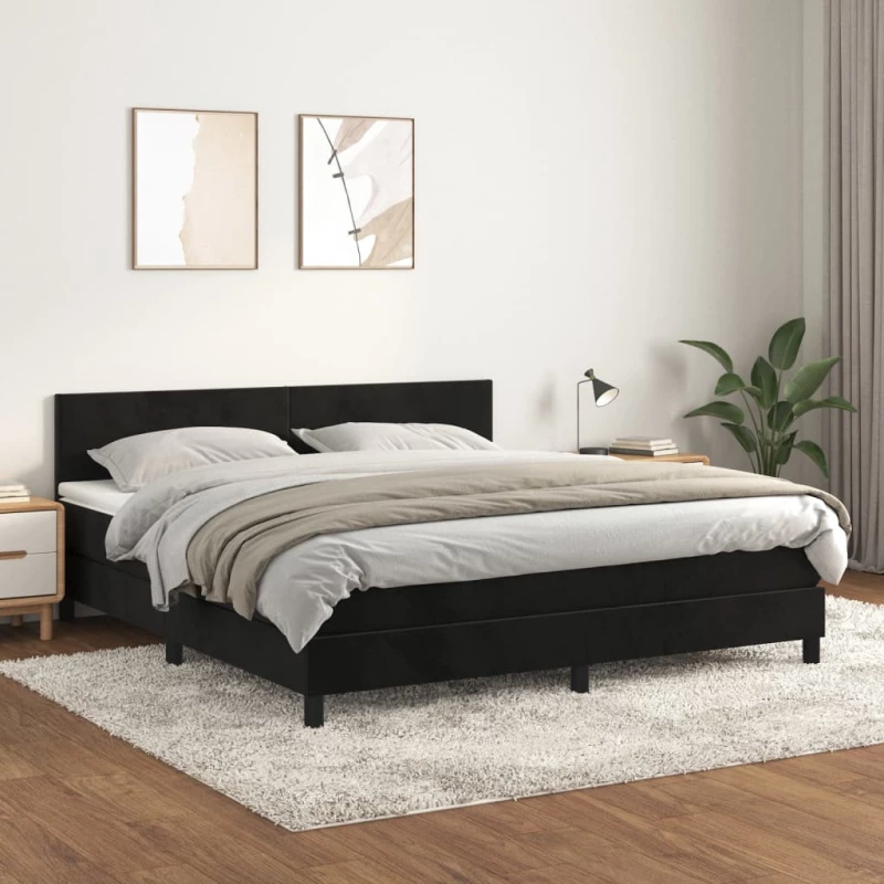 Κρεβάτι Boxspring με Στρώμα Μαύρο 180x200 εκ. Βελούδινο Μαύρο 3141199
