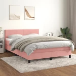 Κρεβάτι Boxspring με Στρώμα Ροζ 140x200 εκ. Βελούδινο Ροζ 3141190