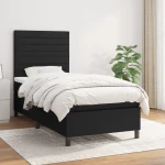 Κρεβάτι Boxspring με Στρώμα Μαύρο 90x190 εκ.Υφασμάτινο Μαύρο 3141819