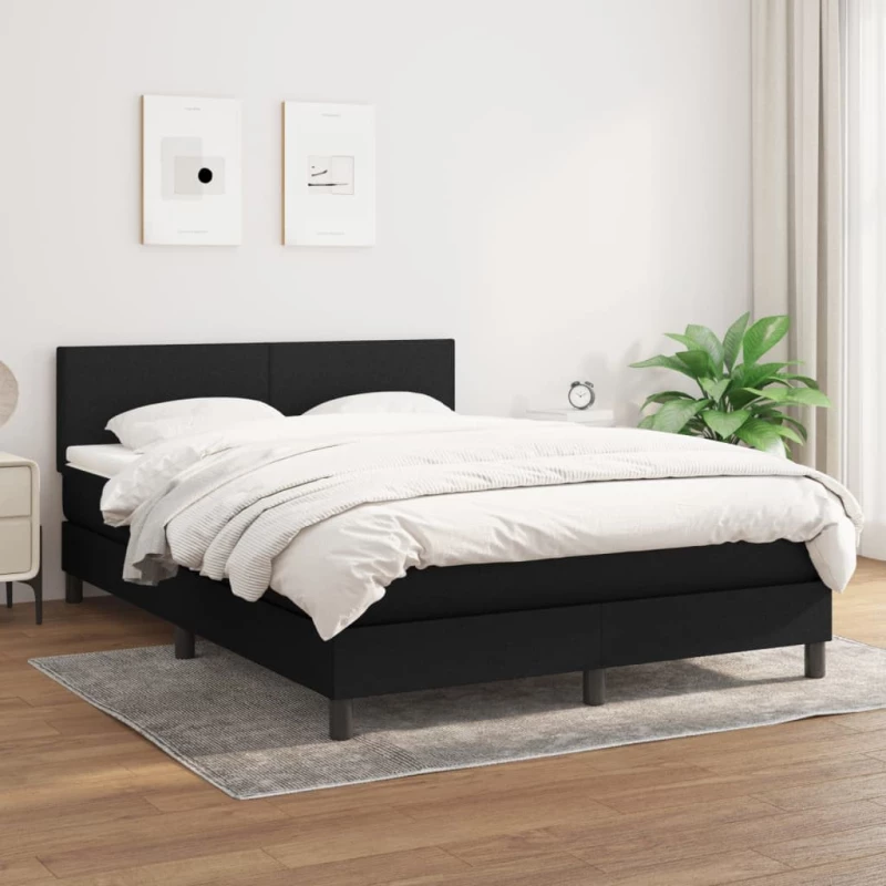 Κρεβάτι Boxspring με Στρώμα Μαύρο 140x200 εκ. Υφασμάτινο Μαύρο 3139899