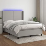 Κρεβάτι Boxspring με Στρώμα & LED Αν.Γκρι 140x200εκ. Υφασμάτινο Γκρι 3138157