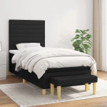 Κρεβάτι Boxspring με Στρώμα Μαύρο 90x200 εκ. Υφασμάτινο Μαύρο 3137207