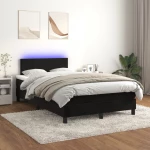 Κρεβάτι Boxspring με Στρώμα & LED Μαύρο 120x200 εκ. Βελούδινο Μαύρο 3134275