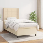 Κρεβάτι Boxspring με Στρώμα Κρεμ 90x190 εκ.Υφασμάτινο Κρεμ 3131398