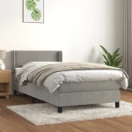 Κρεβάτι Boxspring με Στρώμα Ανοιχτό Γκρι 90x190 εκ. Βελούδινο Γκρι 3130871
