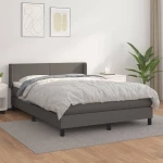 Κρεβάτι Boxspring με Στρώμα Γκρι 140x190εκ. από Συνθετικό Δέρμα Γκρι 3130659