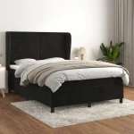 Κρεβάτι Boxspring με Στρώμα Μαύρο 140x190 εκ. Βελούδινο Μαύρο 3129269