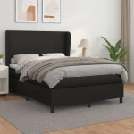Κρεβάτι Boxspring με Στρώμα Μαύρο 140x190εκ.από Συνθετικό Δέρμα Μαύρο 3128907