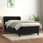 Κρεβάτι Boxspring με Στρώμα Μαύρο 90x190 εκ. Βελούδινο Μαύρο 3127705