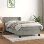 Κρεβάτι Boxspring με Στρώμα Ανοιχτό Γκρι 90x190 εκ. Βελούδινο Γκρι 3127403