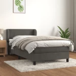 Κρεβάτι Boxspring με Στρώμα Σκούρο Γκρι 90x190 εκ. Βελούδινο Γκρι 3127344