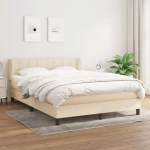 Κρεβάτι Boxspring με Στρώμα Κρεμ 140x190 εκ. Υφασμάτινο Κρεμ 3126242