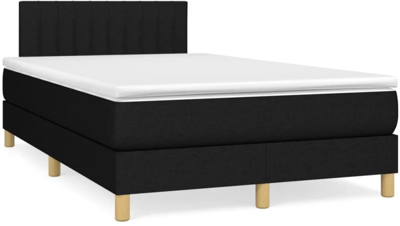 Κρεβάτι Boxspring με Στρώμα & LED Μαύρο 120x190 εκ. Υφασμάτινο Μαύρο 3270104