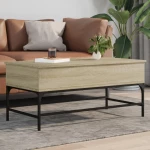 Τραπεζάκι Σαλονιού Sonoma Δρυς 100x50x45εκ Επεξ. Ξύλο + Μέταλλο Καφέ 845397